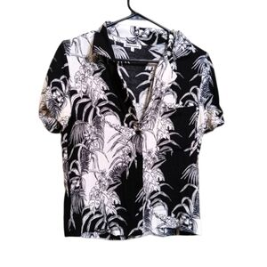 Reformation Black White Floral Button Front Blouse Top